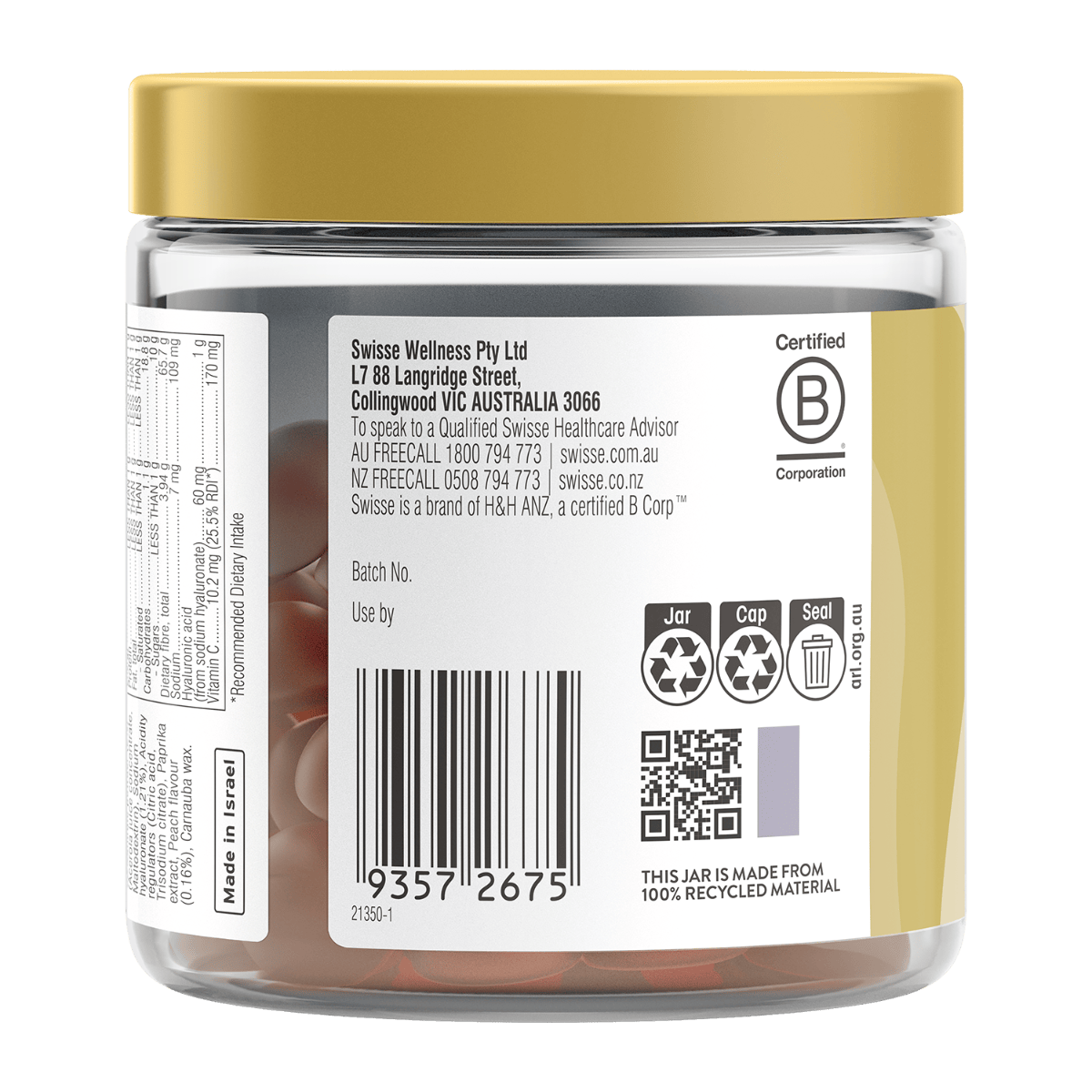Swisse Australia SWISSE Hyaluronic Acid Skin Glow Gummies