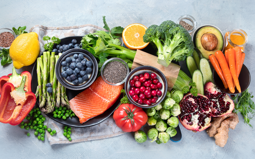 Blueberries, salmon and legumes