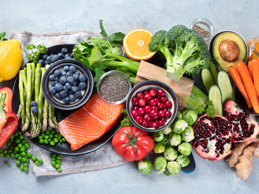 Blueberries, salmon and legumes