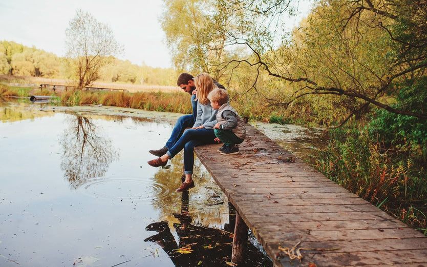 Family with good immune health outdoors