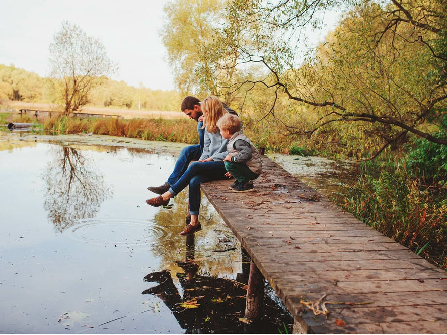 Family with good immune health outdoors