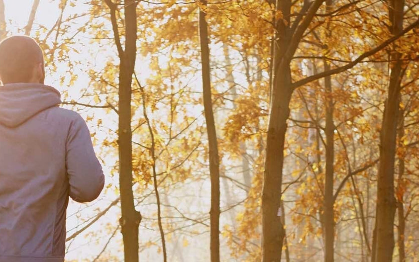 man running along path