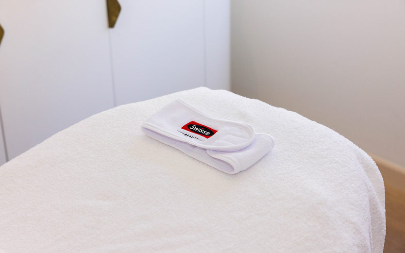 Spa treatment room with eye mask