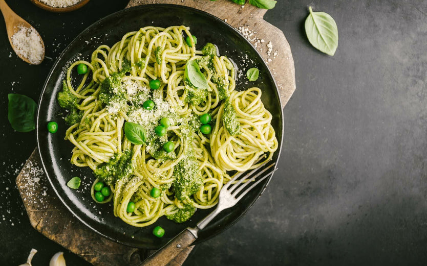 Pasta with almond pear and edamame beans recipe