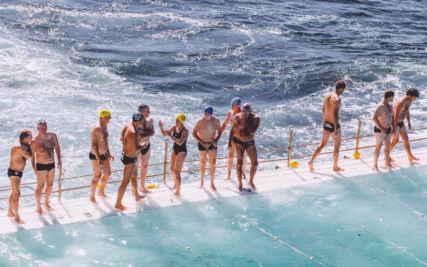 Swimmers at ocean pool