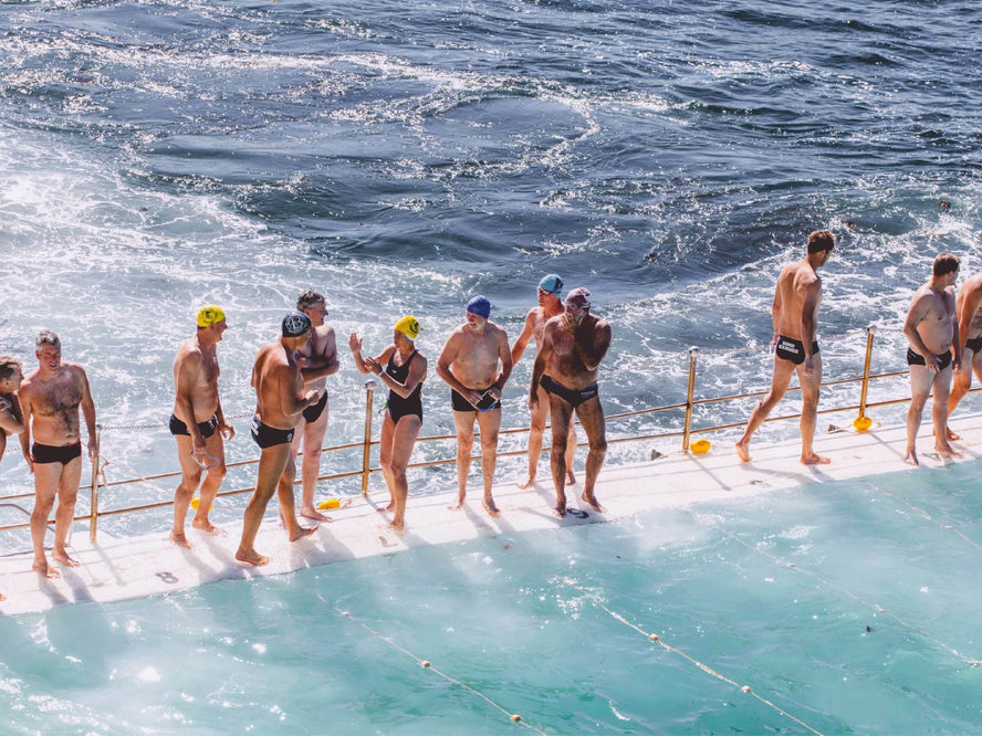 Swimmers at ocean pool