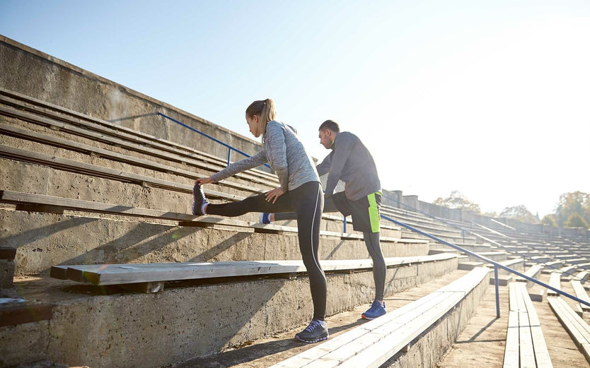 Two people running