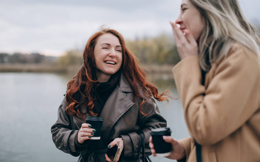 Two women laughing