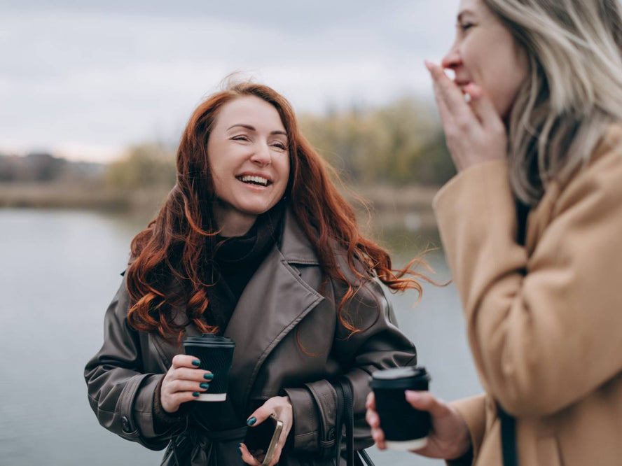 Two women laughing
