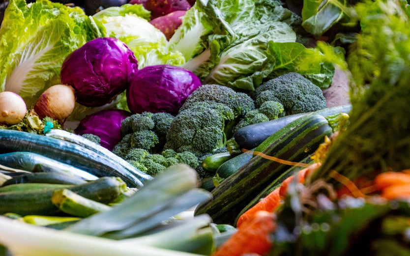 Vegetables piled in a shop