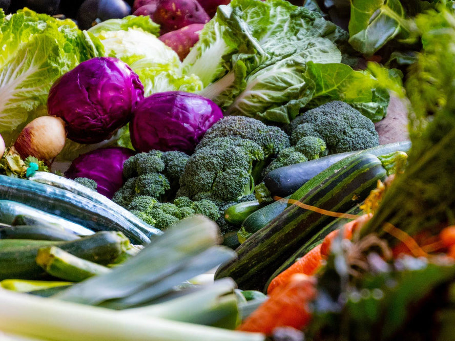 Vegetables piled in a shop