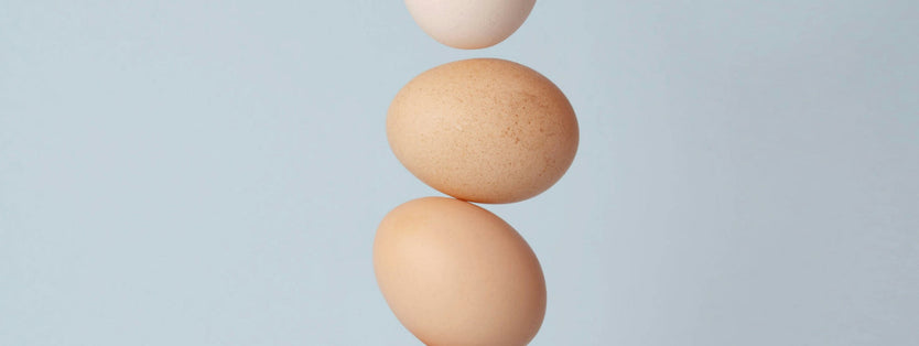 Eggs stacked on top of each other