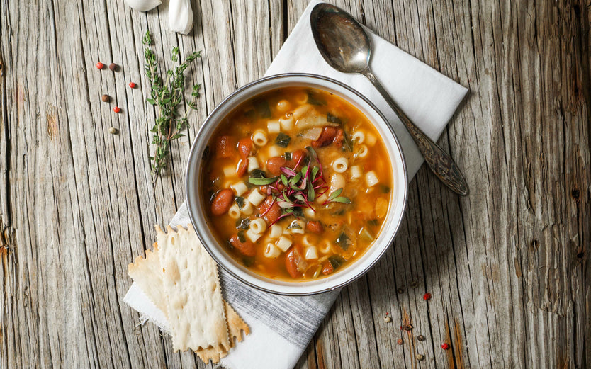 Slow Cook Minestrone soup in a bowl