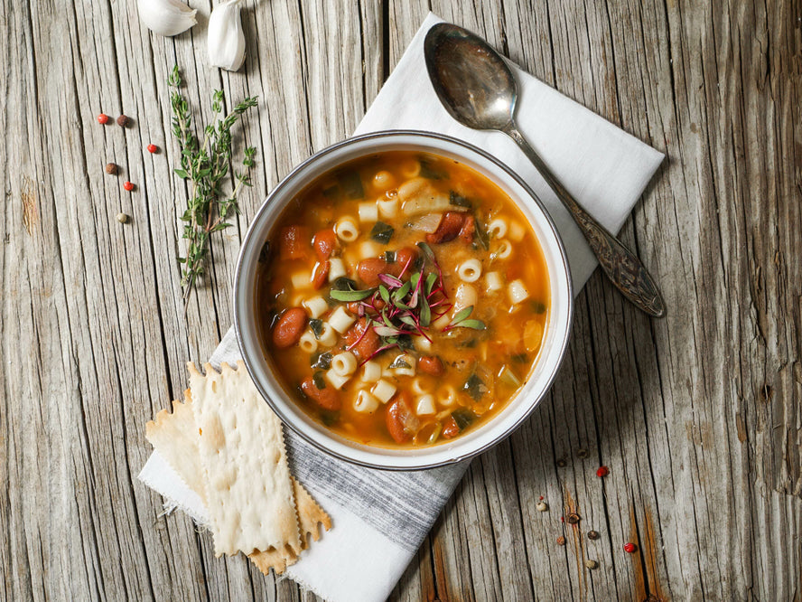 Slow Cook Minestrone soup in a bowl