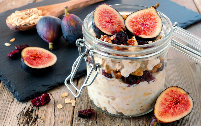 Overnight oats breakfast with figs