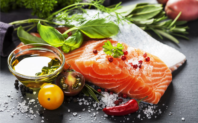 Salmon with seasonings ready to cook