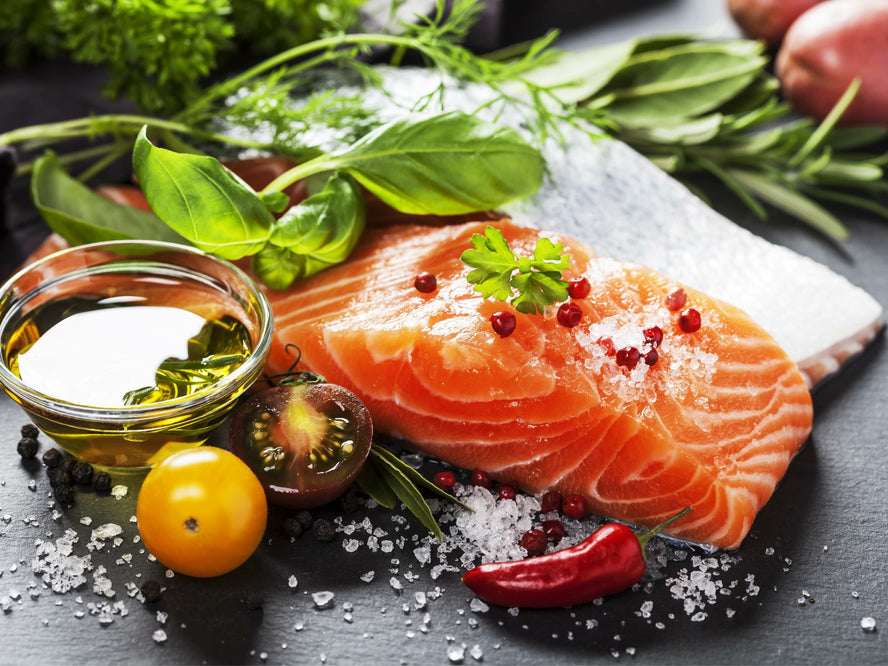 Salmon with seasonings ready to cook