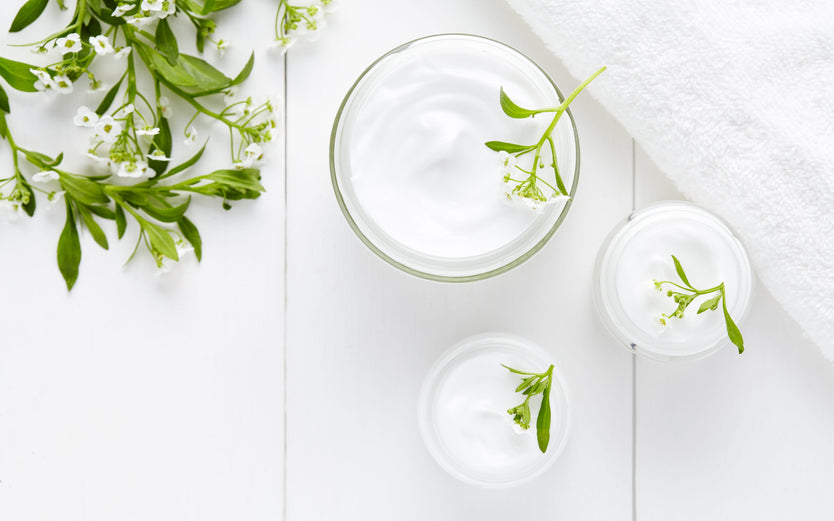 Top down view of natural skincare