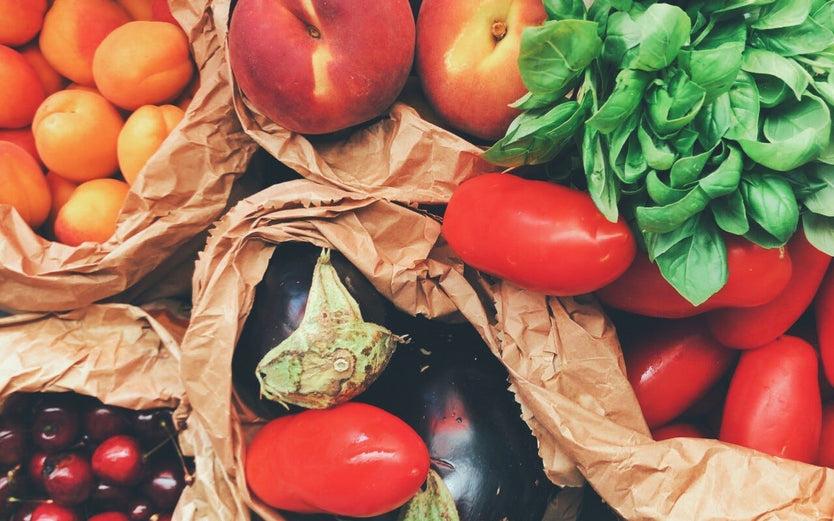 Vegetables in paper bags