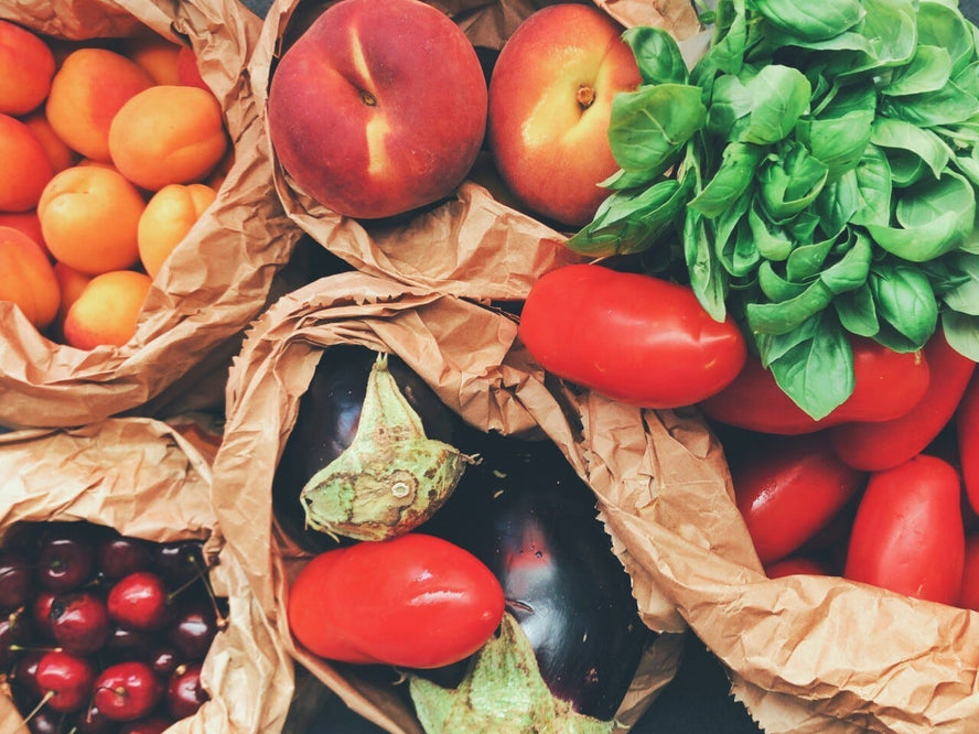 Vegetables in paper bags
