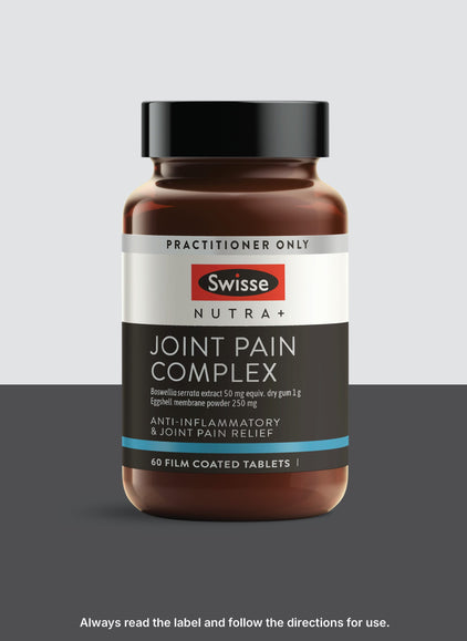 Swisse Nutra+ 2-FL+ Mood supplement bottle on a gray background