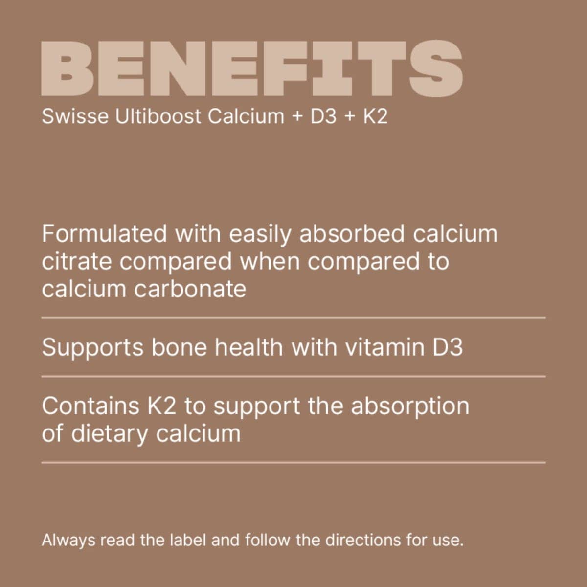 Swisse Australia SWISSE ULTIBOOST Calcium + D3 + K2