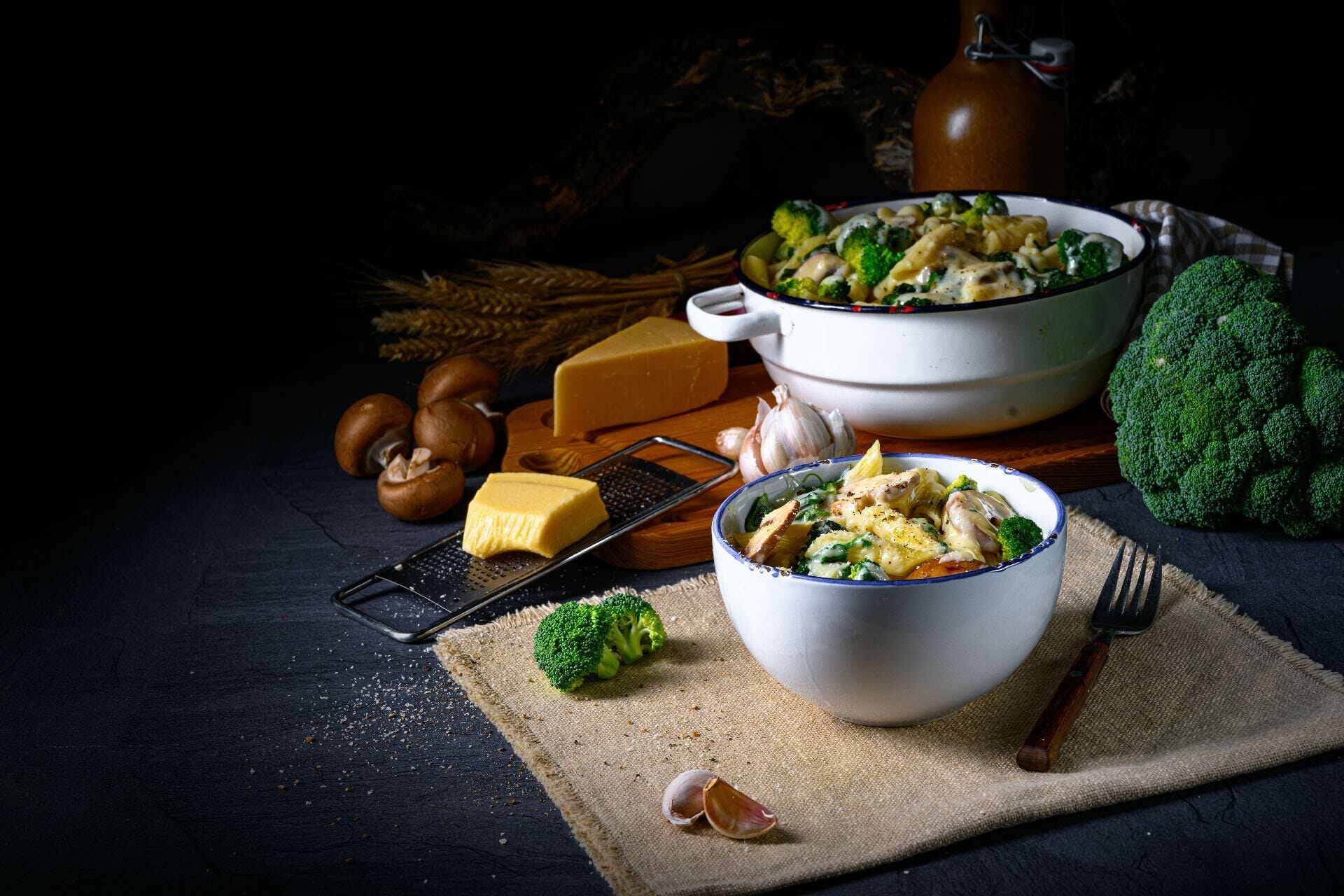 Broccoli mushroom parmesan pasta recipe