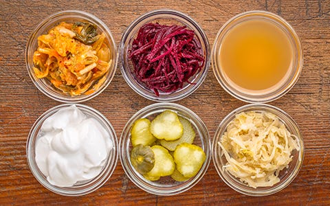 Pickled vegetables in jars