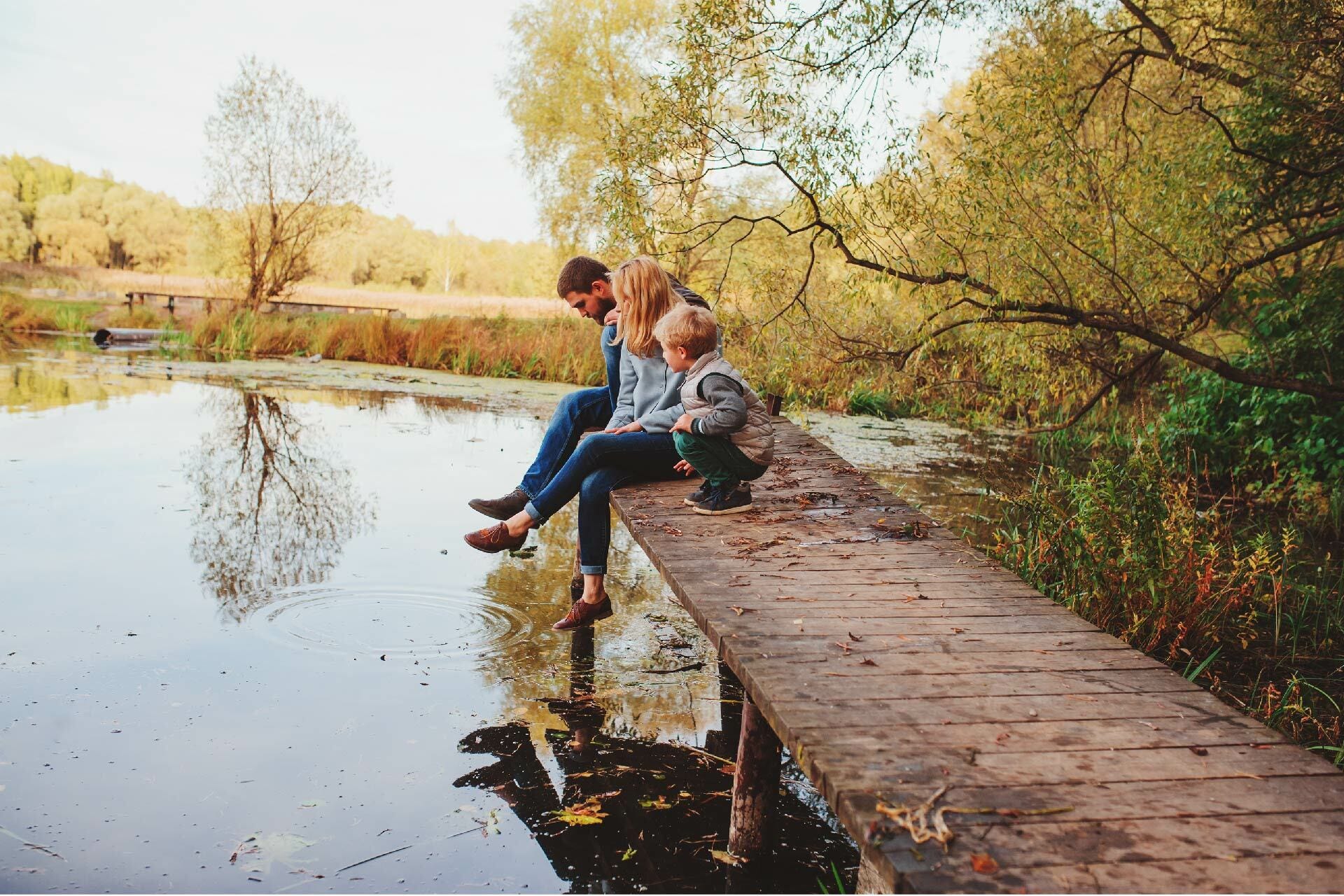 Family with good immune health outdoors