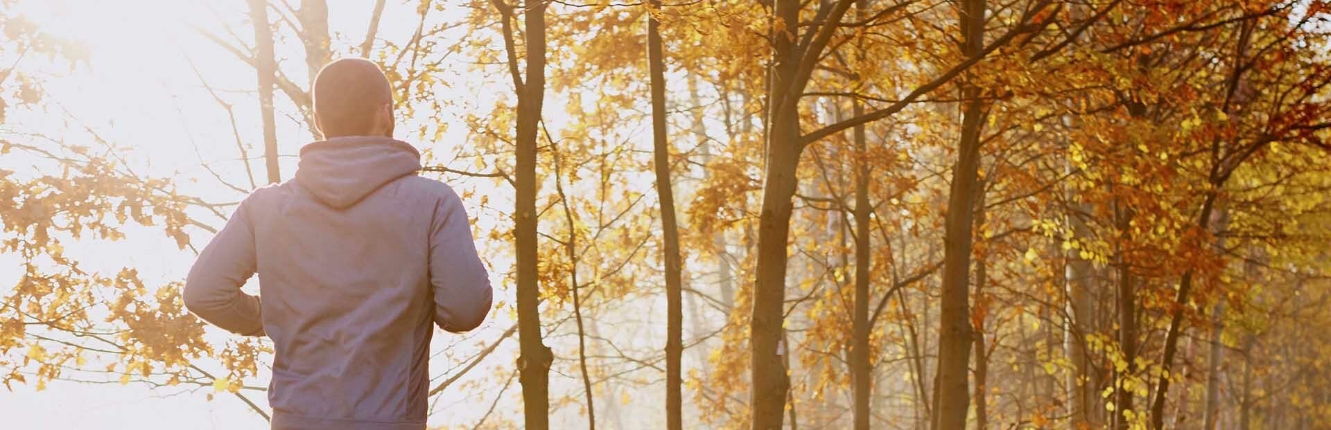 man running along path