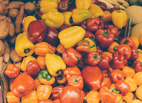 Yellow and red capsicums